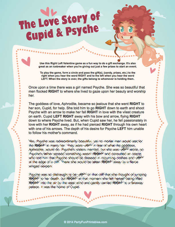 A Valentine Left Right Game The Love Story Of Cupid And Psyche