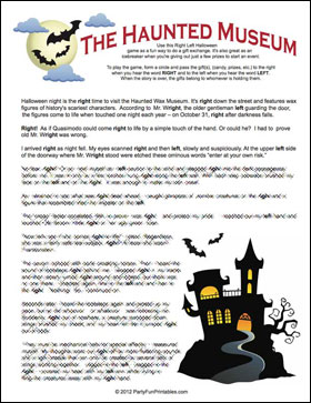 Haunted Museum Left Right Game Sample page