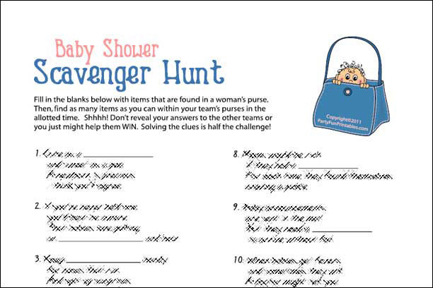 Whats in Your Purse Scavenger Hunt Game, Count Points in Your Handbag Bag,  PRINTABLE Baby Shower Game Instant Download Pdf - Etsy Sweden
