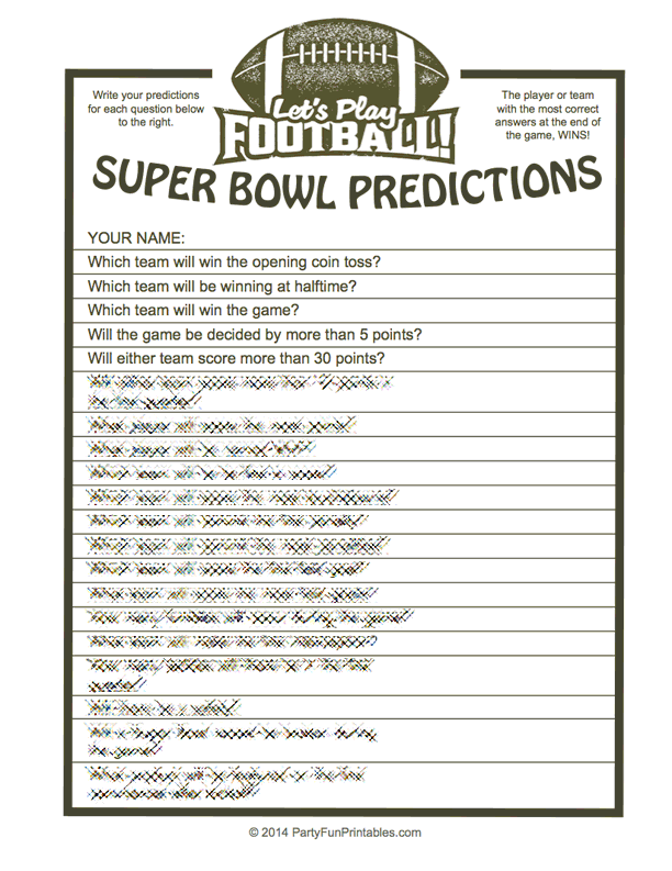 Super Bowl Party Game: Can You Predict the Not so Obvious