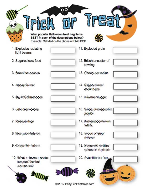 Free Printable Halloween Picture Quiz