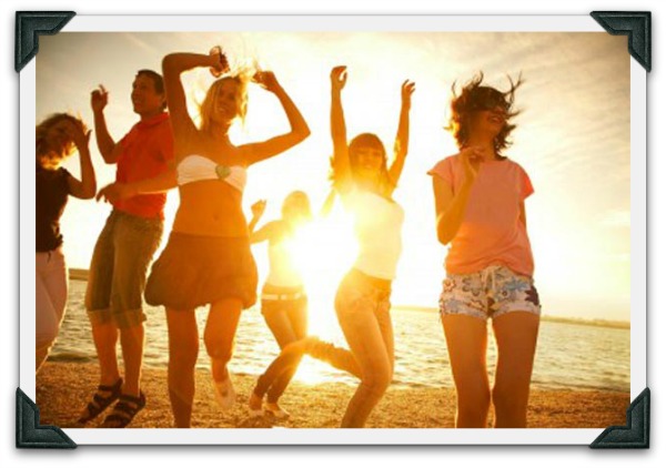 Friends having fun at the beach